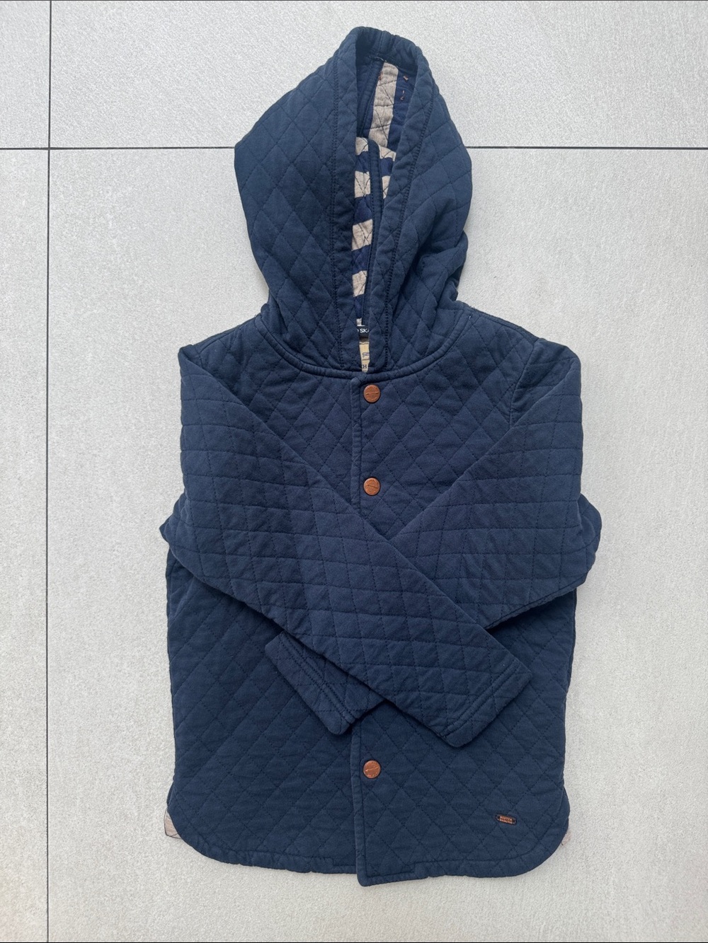 Scotch Shrunk Quilted Navy Hooded Kids Sweatshirt